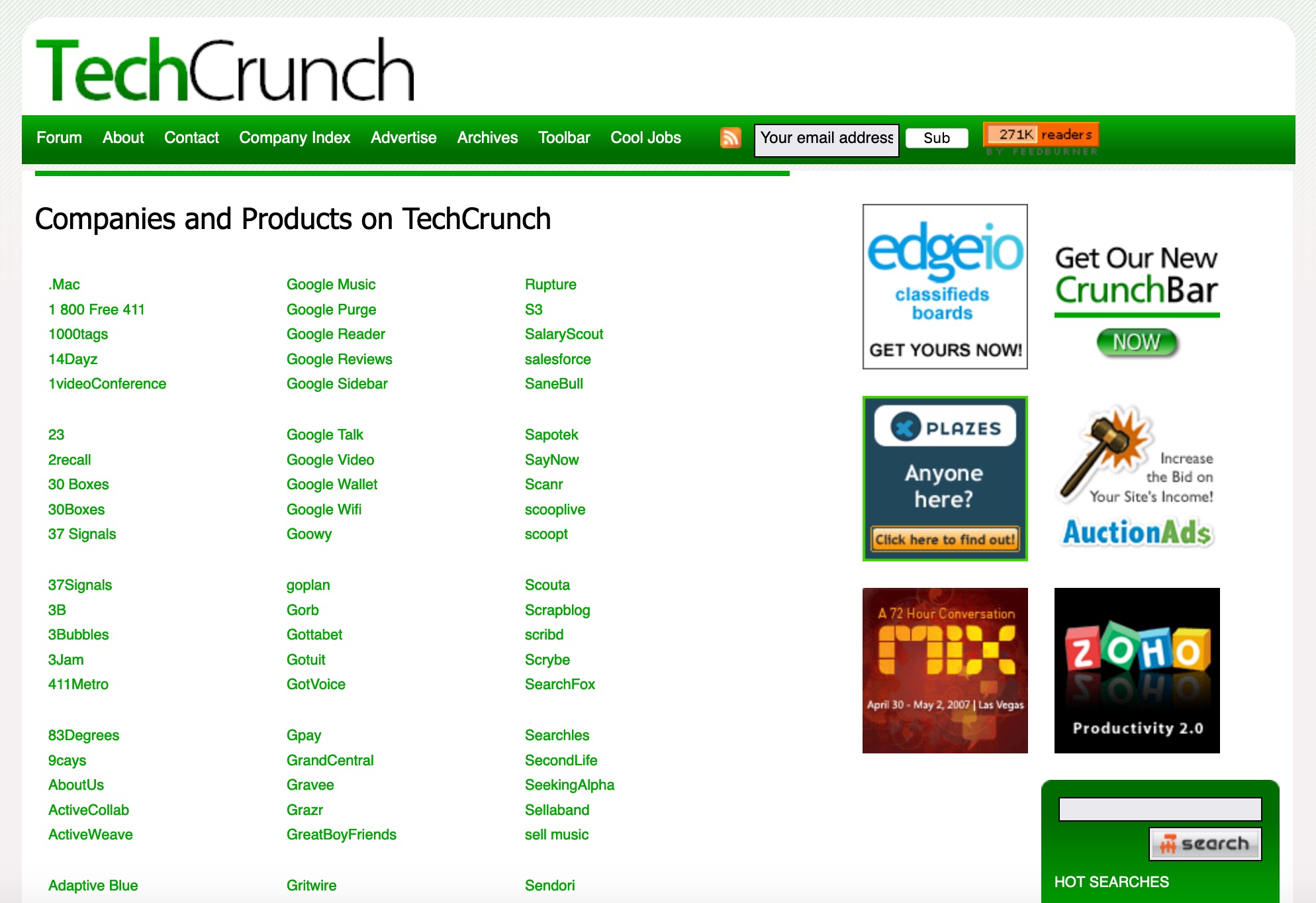 TechCrunch company index (2007)